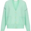 Kaschmir Cardigan mit Kontrastnähten in matcha