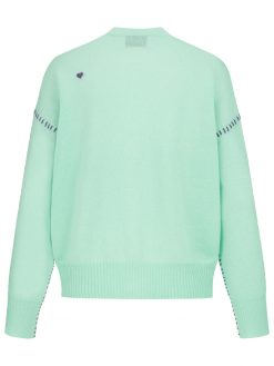 Kaschmir Cardigan mit Kontrastnähten in matcha Rückansicht