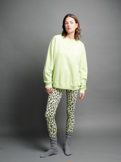Leggings mit Leoprint in lime