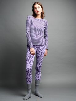 Leggings mit Leoprint in violett