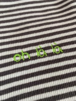 Rib Longsleeve oh la la grau Stickerei