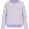 Kaschmir Pullover mit Fischgrätmuster in violett