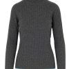 Kaschmir Rippstrick Rollkragenpullover in grau