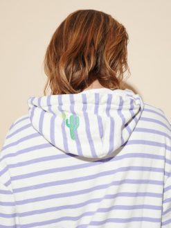 Hoodie mit Streifen und Kaktusstickerei