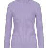 Rollkragen Pullover in Rippstrick violett