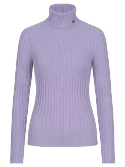Rollkragen Pullover in Rippstrick violett