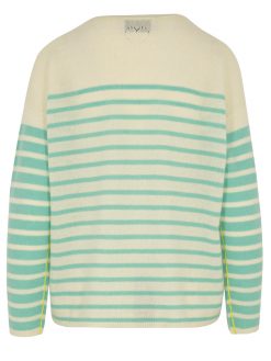 Kaschmir Pullover mit Streifen in acqua Rückansicht