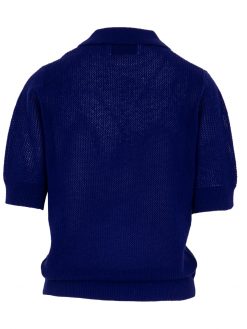 Blaues Kaschmir Polo mit Ananas 