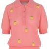 Kaschmir Polo in Rosé mit Ananas auf der Vorderseite