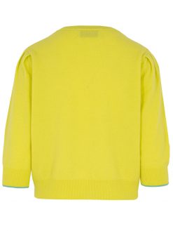 Kaschmir Pullover mit Ajour Palmen gelb