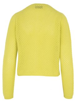 Strickjacke in Netzoptik gelb Rückansicht