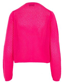 Strickjacke in Netzoptik Rückseite pink