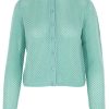 Strickjacke in Netzoptik Vorderseite türkis