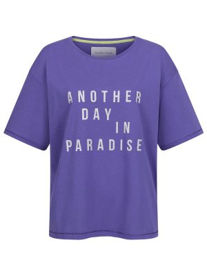 Blaues T-shirt mit Another day in Paradise Print