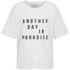 Weißes T-shirt mit Another day in Paradise Print