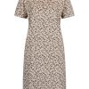 Frottee Kleid mit Leoprint beige