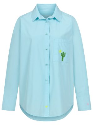 Popeline Bluse türkis Vorderseite