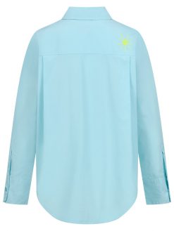Popeline Bluse türkis Rückseite