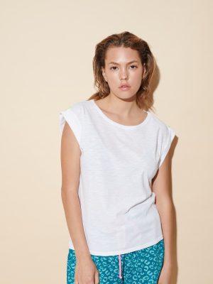 Shirt in weiß mit Palme am Aufschlag