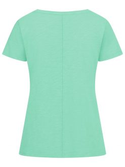 T-Shirt mit V-Ausschnitt grün Rückansicht