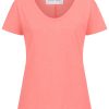 T-Shirt mit V-Ausschnitt in koralle