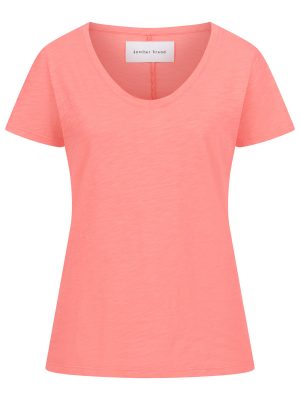 T-Shirt mit V-Ausschnitt in koralle