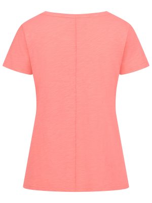 T-Shirt mit V-Ausschnitt in koralle Rückansicht