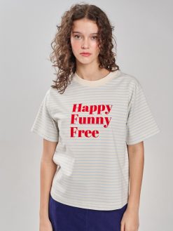 Shirt mit hellblauen Streifen Happy Funny Free