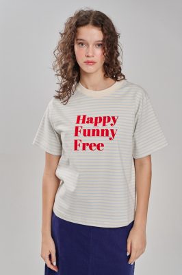 Leicht kastiges Shirt mit hellblauen Streifen Happy Funny Free