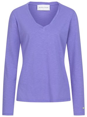 Longsleeve mit V-Ausschnitt in lila