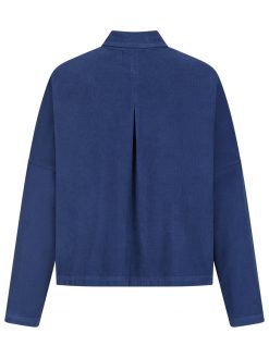 Bluse aus Feincord blau Rückansicht