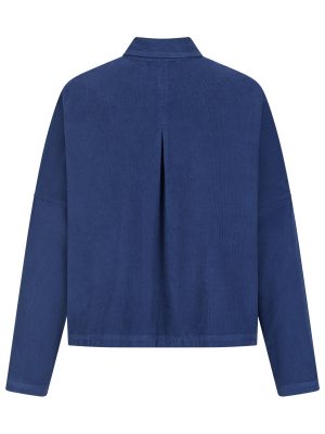 Bluse aus Feincord blau Rückansicht