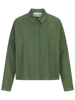 Bluse aus Feincord gruen Vorderansicht