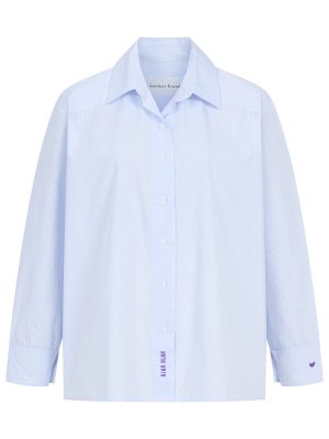 Bluse mit hellblauen Streifen