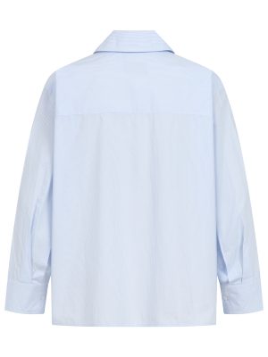 Bluse mit hellblauen Streifen Rückansicht