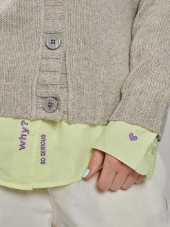 Popeline Bluse why? lime Stickereien