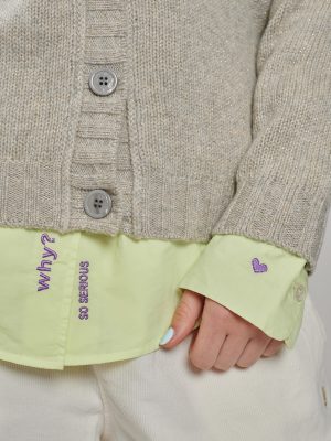 Popeline Bluse why? lime Stickereien