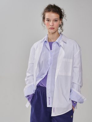 Popeline Bluse why? weiß am Model