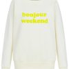 Bonjour Weekend sweatshirt in creme weiß