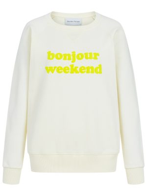 Bonjour Weekend sweatshirt in creme weiß