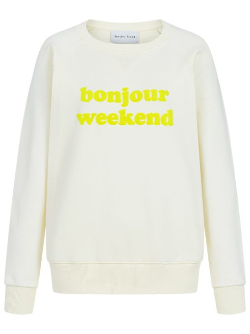 Bonjour Weekend sweatshirt in creme weiß