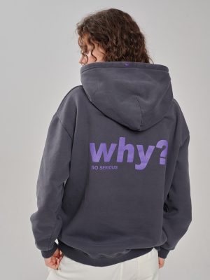 Hoodie Why so serious grauschwarz am Model