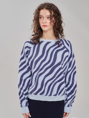 Zweatshirt mit Zebraprint blau am Model