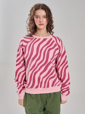 Zweatshirt mit Zebraprint rosa-bordeaux am Model