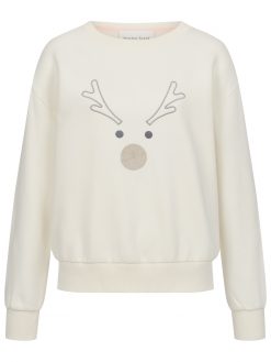 X-mas Sweatshirt mit Elch in off-white