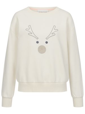 X-mas Sweatshirt mit Elch in off-white