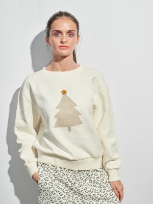 Sweatshirt mit X-mas Tree in off-white