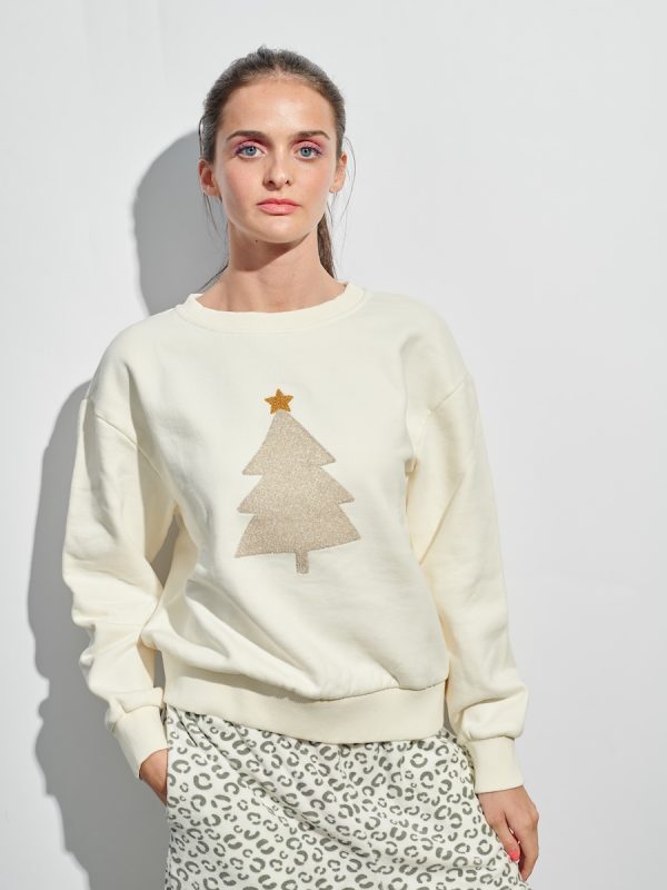 Sweatshirt mit X-mas Tree in off-white