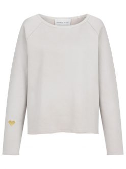 Sweatshirt mit Herz und offenen Kanten in hellgrau