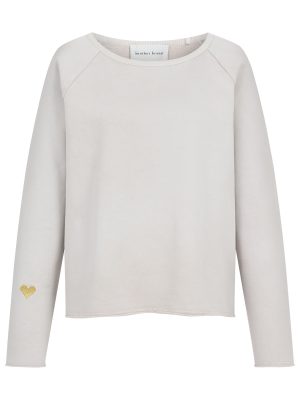 Sweatshirt mit Herz und offenen Kanten in hellgrau